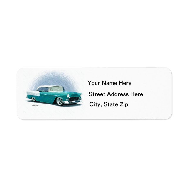 1956 Teal Chevy Coupe-Adressetiketter Returadress Etikett (Framsidan)