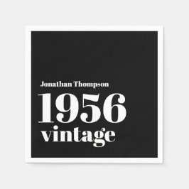 1956 Vintage Namn Svart 70-årsfest Pappersservett