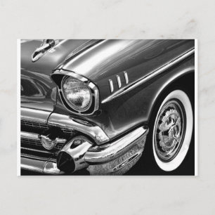 1957 Chevrolet Bel Luft Black & White Vykort