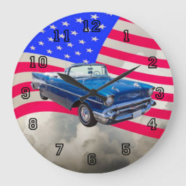 1957 Chevrolet Bel Luft med amerikansk Flagga Stor Klocka