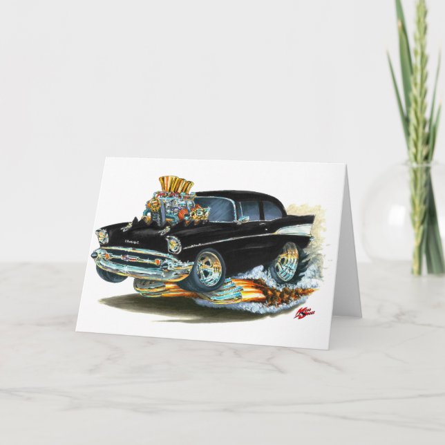 1957 Chevy 150-210 Black Car Kort (Framsida)