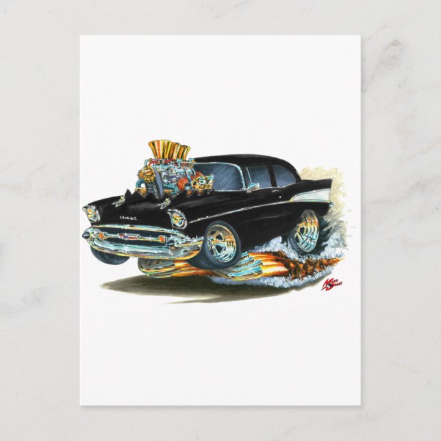 1957 Chevy 150-210 Black Car Vykort (Framsida)