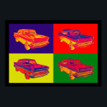 1957 Chevy Bel Luft Car Pop Art Poster<br><div class="desc">1957 Skavbar bil med antika bilmärken i Luft.</div>