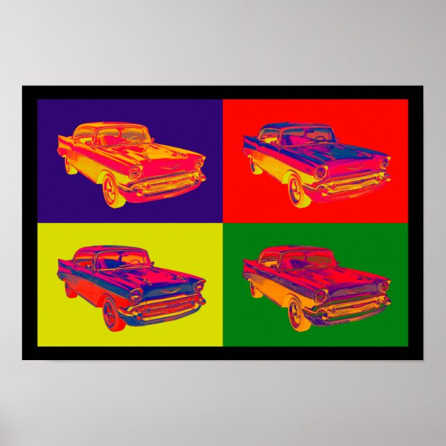 1957 Chevy Bel Luft Car Pop Art Poster (Framsidan)