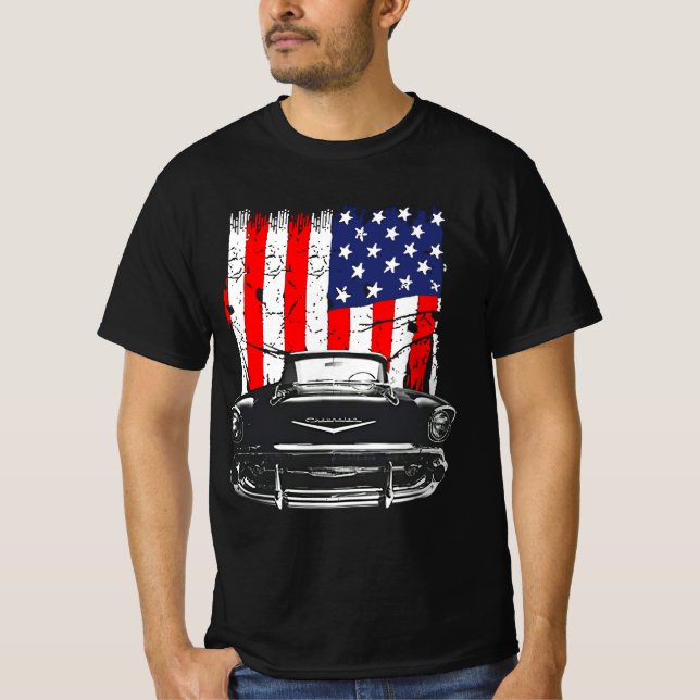 1957 Chevy Bel Luft Front Grill View  T Shirt (Framsida)