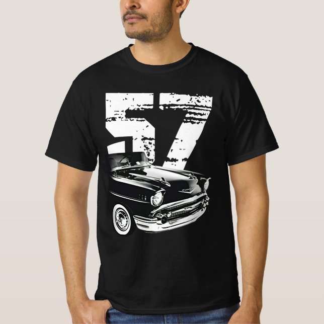 1957 Chevy Bel Luft Front Side Silhouette T Shirt (Framsida)