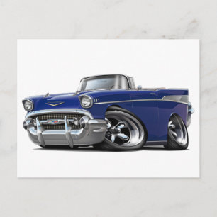 1957 Chevy Belair Mörk blått konvertibelt Hot rod Vykort