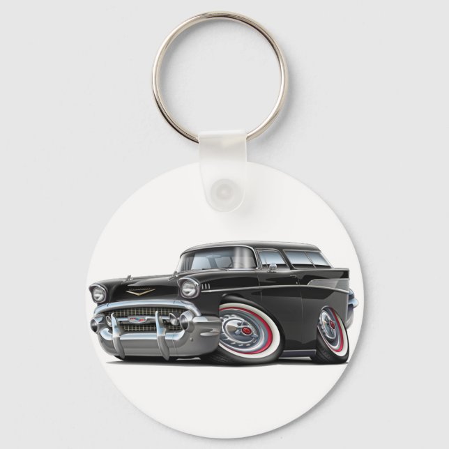 1957 Chevy Nomad Black Car Nyckelring (Framsida)