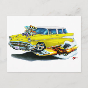 1957 Chevy Nomad Gult Car Vykort