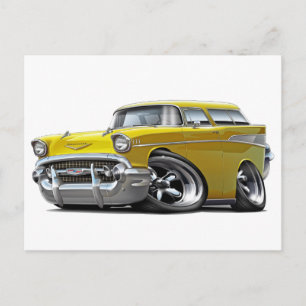 1957 Chevy Nomad Gult Hot rod Vykort