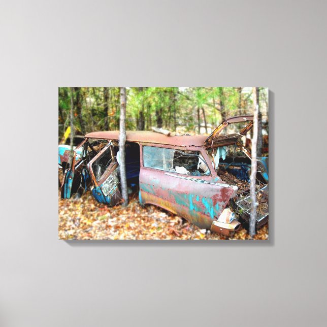 1957 Chevy Nomad Nostalgia Junkyard Art Canvastryck (Framsida)