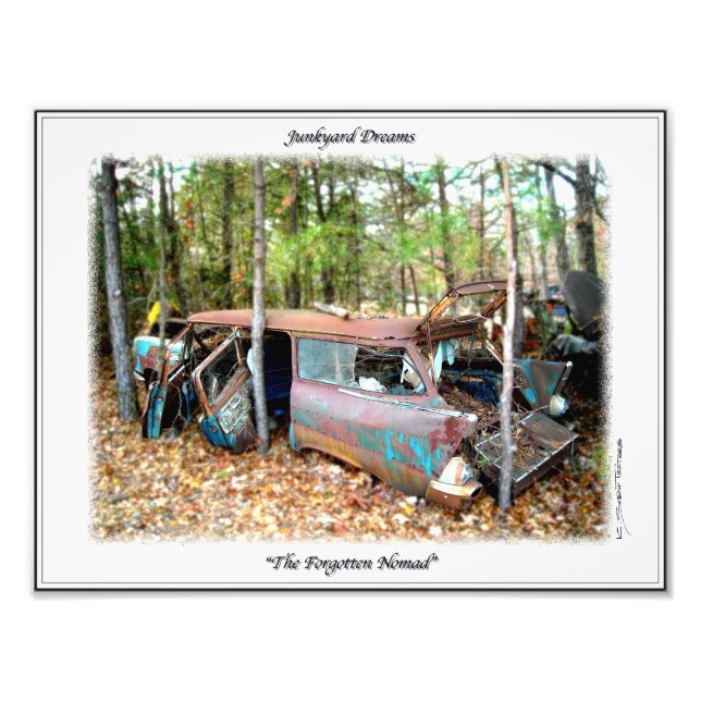 1957 Chevy Nomad Nostalgia Junkyard Art Print Fototryck (Framsidan)