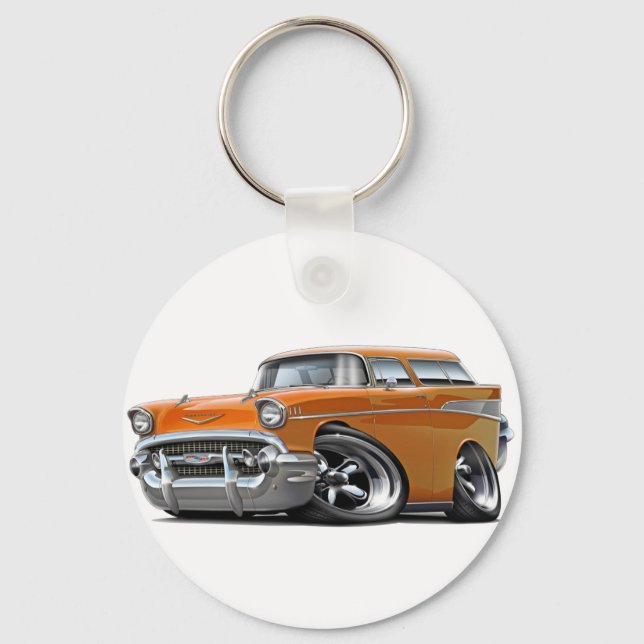 1957 Chevy Nomad Orange Hot rod Nyckelring (Framsida)