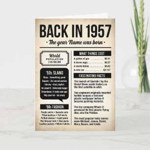 1957 Födelsedagspresentkort med roliga fakta Kort