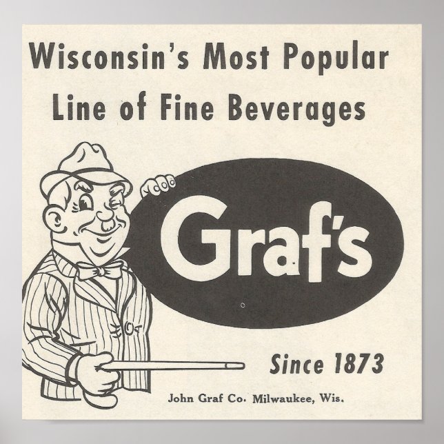 1957 Grafs Beverages ~ Grandpa Graf Poster (Framsidan)