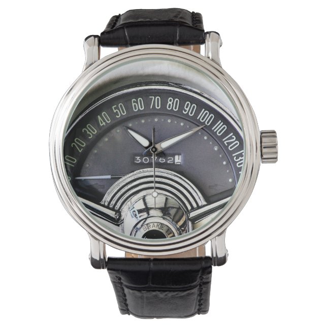 1957 Klassisk Sportbil Hastighetsmätare Armbandsur (Framsida)