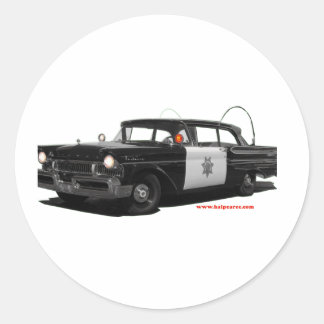 1957-kvicksilvermonterey-Highway-patrol-car Runt Klistermärke