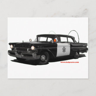 1957-kvicksilvermonterey-Highway-patrol-car Vykort