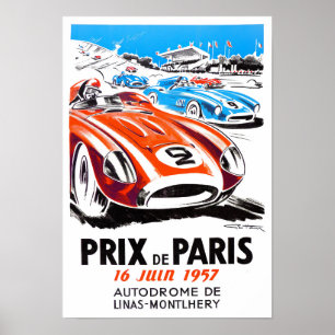 1957 Paris Grand Prix vintage tävla Poster