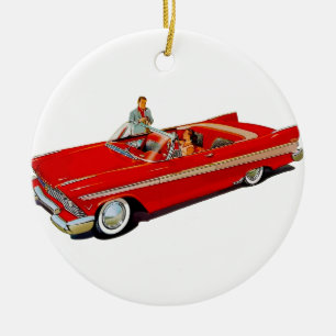 1957 Plymouth Belvedere Konvertibel Coupe Julgransprydnad Keramik
