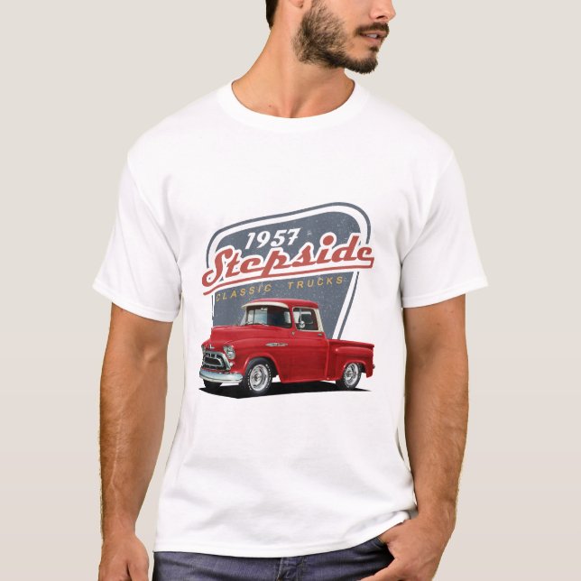 1957 Red Anpassningsbar Stepside T Shirt (Framsida)