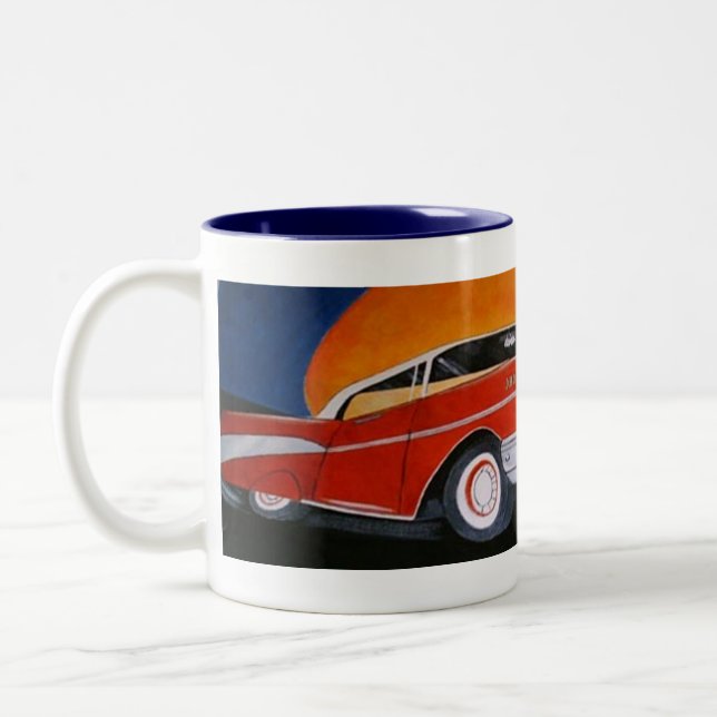 1957 röda chevy kaffemugg (Vänster)