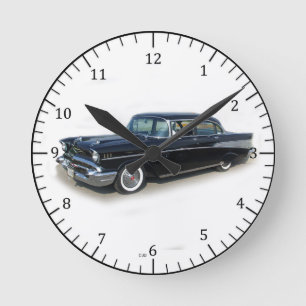 1957 svart 4-dörrsfack rund klocka