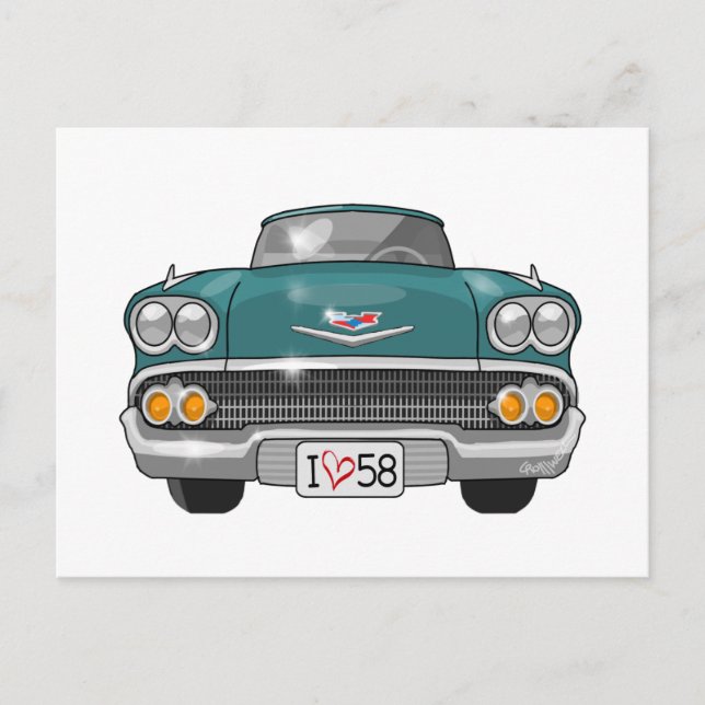 1958 Chevrolet Impala Vykort (Framsida)