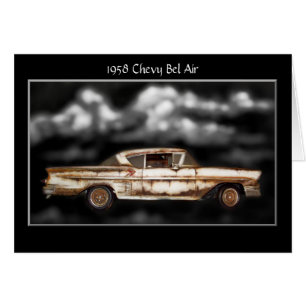 1958 Chevy Bel Luft,junkardbil,klassisk bil,rostig Hälsningskort