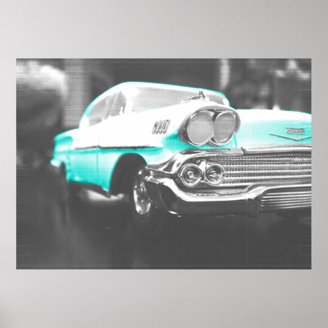 1958 Chevy impala bright blue Poster (Framsidan)