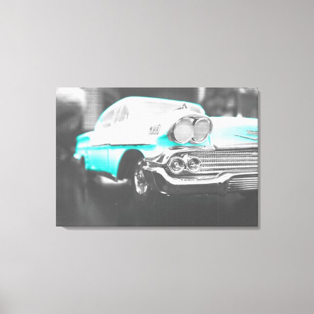 1958 chevy impala klarblå canvastryck (Framsida)