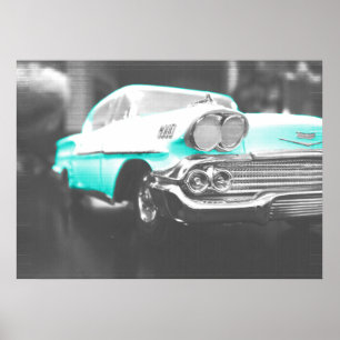 1958 chevy impala klarblå poster