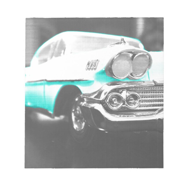 1958 chevy impala, ljusblå klassisk bil anteckningsblock (Framsida)