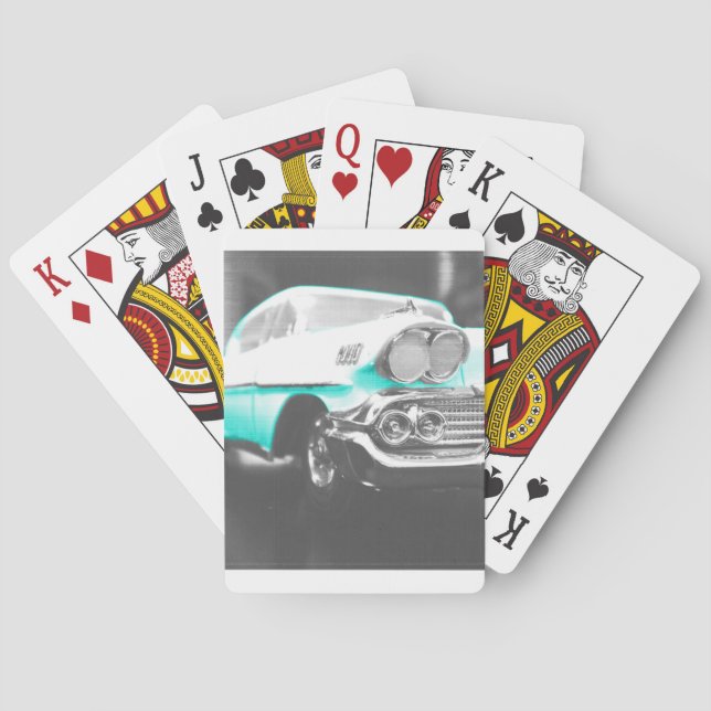 1958 chevy impala ljust blå klassisk bil casinokort (Baksidan)