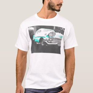 1958 chevy impala ljust blå klassisk bil t shirt