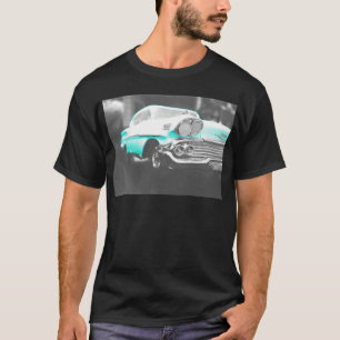 1958 chevy impala ljust blå klassisk bil t-shirt