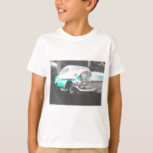 1958 chevy impala ljust blå klassisk bil tee
