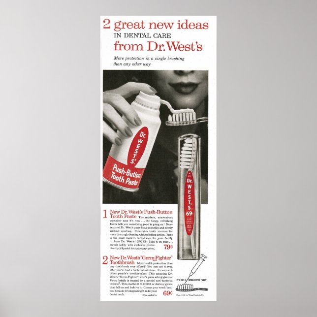 1958 Dr Väster tandkräm Poster (Framsidan)