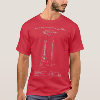 1958 Flygande V Guitar Patent Shirt Musician Tee S