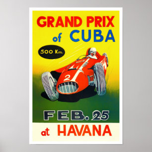 1958 Havanna Kuba Grand Prix vintage tävla Poster