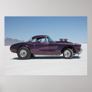 1958 korvette tävling-bilen på saltplattorna poster