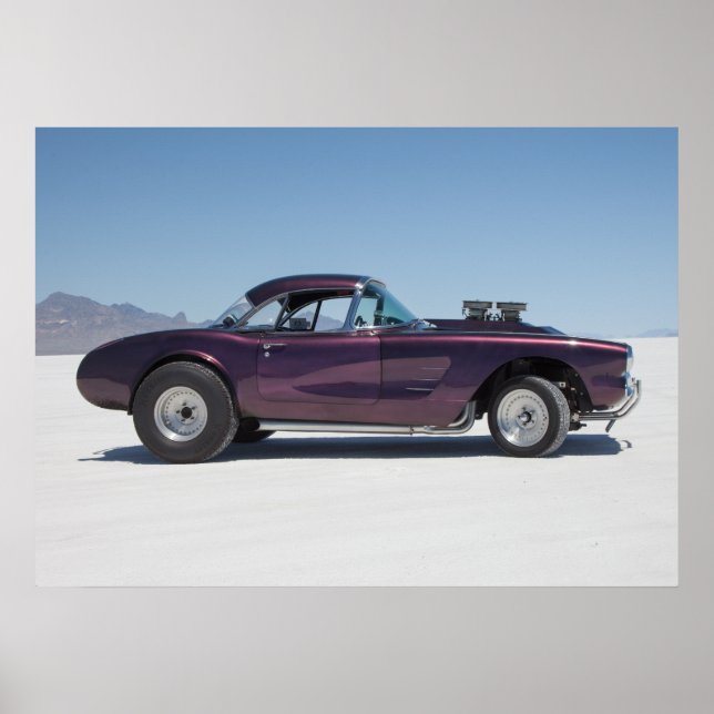 1958 korvette tävling-bilen på saltplattorna poster (Framsidan)