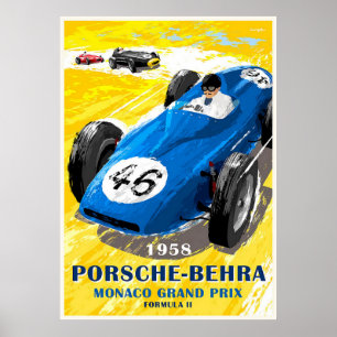 1958 Porsche-Behra. Monaco Grand Prix Forx II Poster