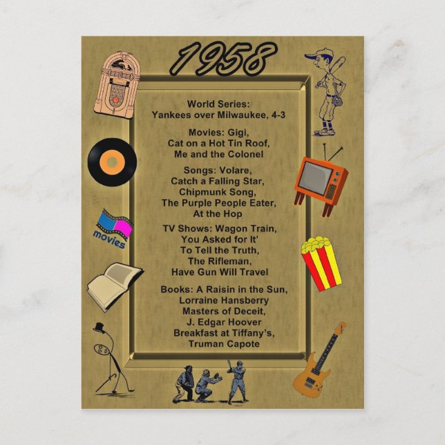 1958 Underbart födelsedagskort Vykort (Framsida)