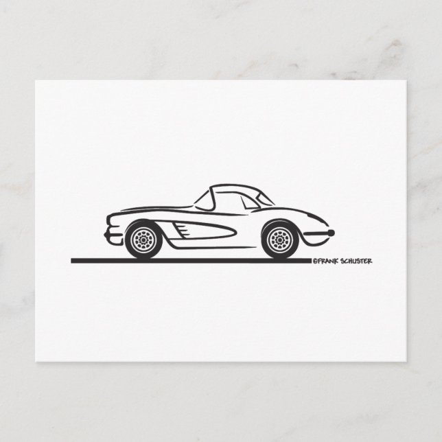 1959 1960 Chevrolet Corvette Hardtop Vykort (Framsida)