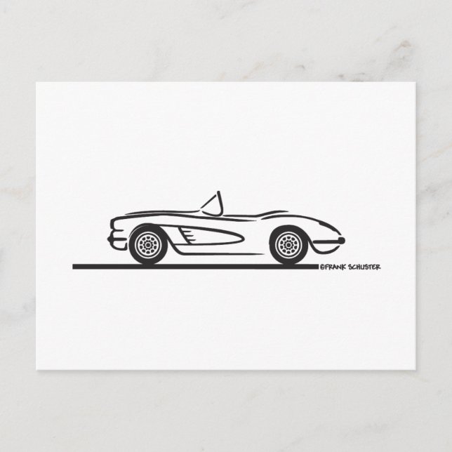1959 1960 Chevrolet Corvette Vykort (Framsida)