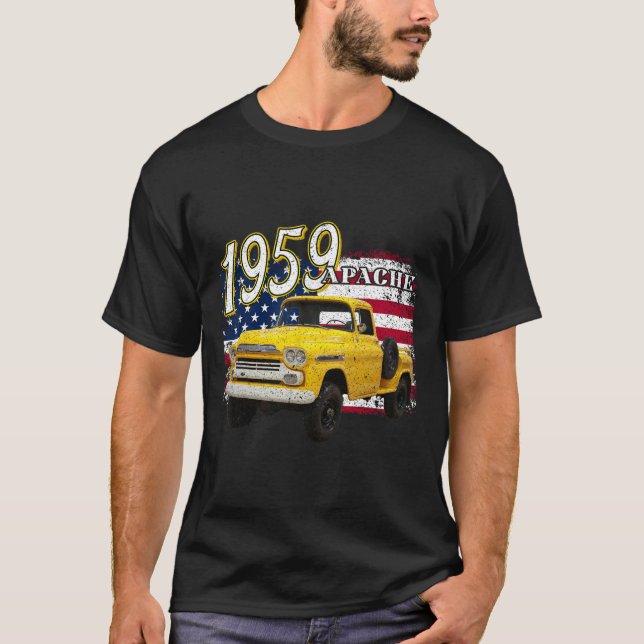 1959 59 Apache Lastbil 4:e juli Amerika T Shirt (Framsida)