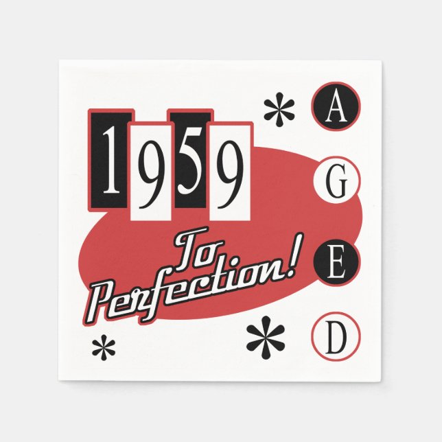 1959 60:e födelsedagen MidCentury Pappersservett (Framsidan)