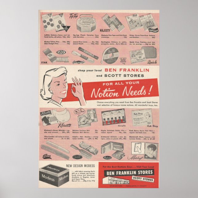 1959 Ben Franklin Ad Poster (Framsidan)