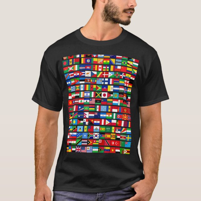 195 Flaggor Land i hela världen T Shirt (Framsida)